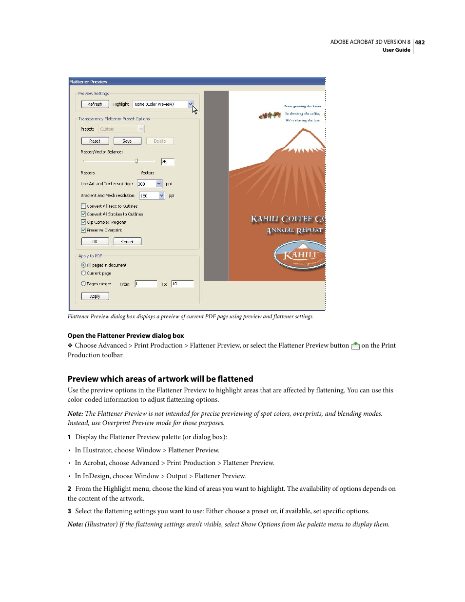 Preview which areas of artwork will be flattened | Adobe Acrobat 8 3D User Manual | Page 489 / 600