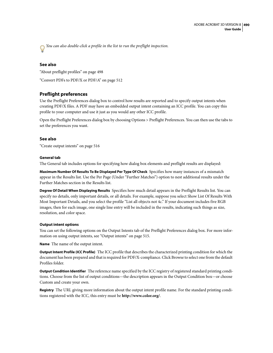 Preflight preferences | Adobe Acrobat 8 3D User Manual | Page 497 / 600