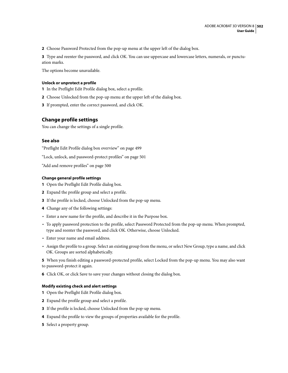 Change profile settings | Adobe Acrobat 8 3D User Manual | Page 509 / 600