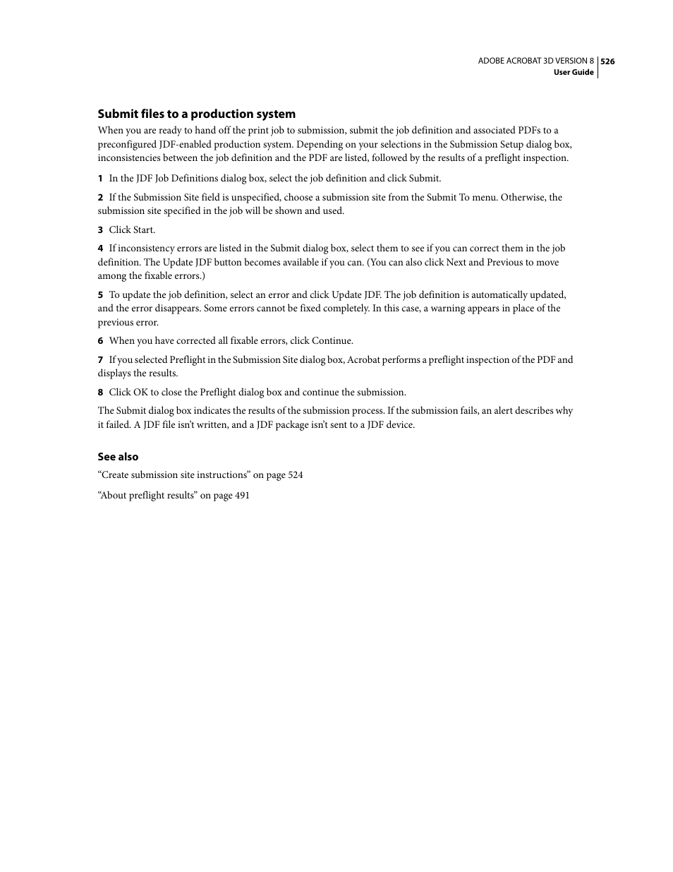 Submit files to a production system | Adobe Acrobat 8 3D User Manual | Page 533 / 600