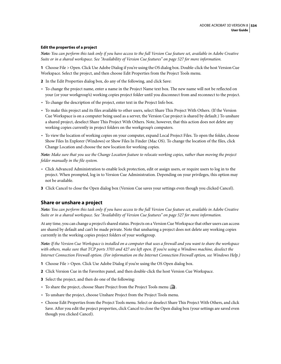 Share or unshare a project | Adobe Acrobat 8 3D User Manual | Page 541 / 600