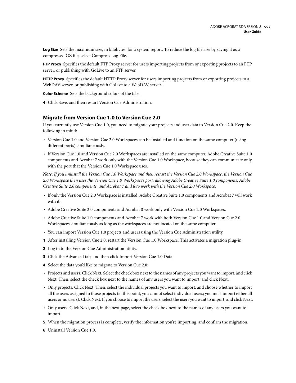 Migrate from version cue 1.0 to version cue 2.0 | Adobe Acrobat 8 3D User Manual | Page 559 / 600