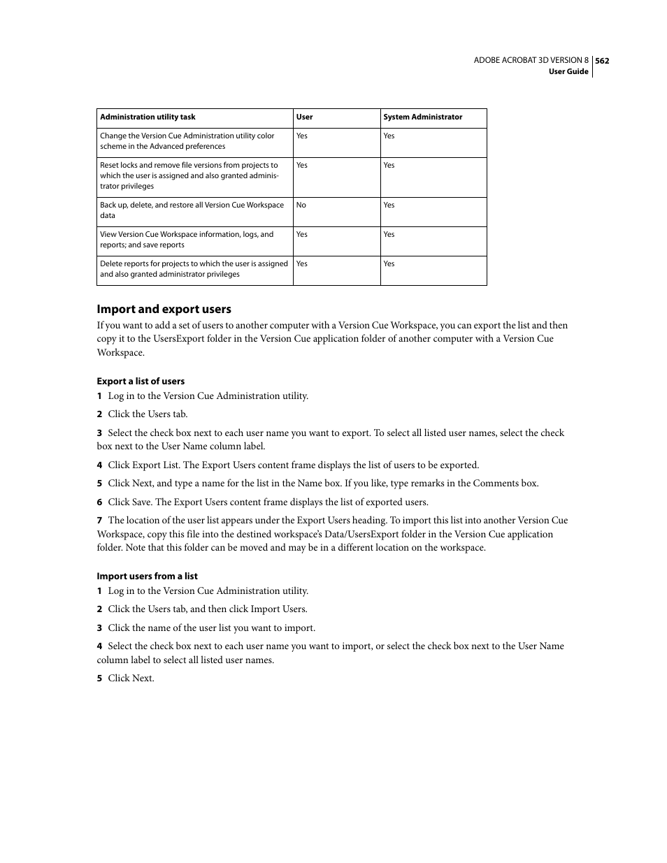 Import and export users | Adobe Acrobat 8 3D User Manual | Page 569 / 600