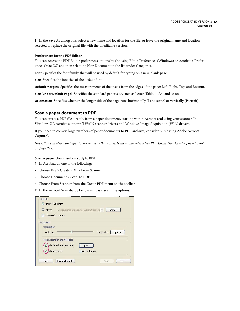 Scan a paper document to pdf | Adobe Acrobat 8 3D User Manual | Page 71 / 600