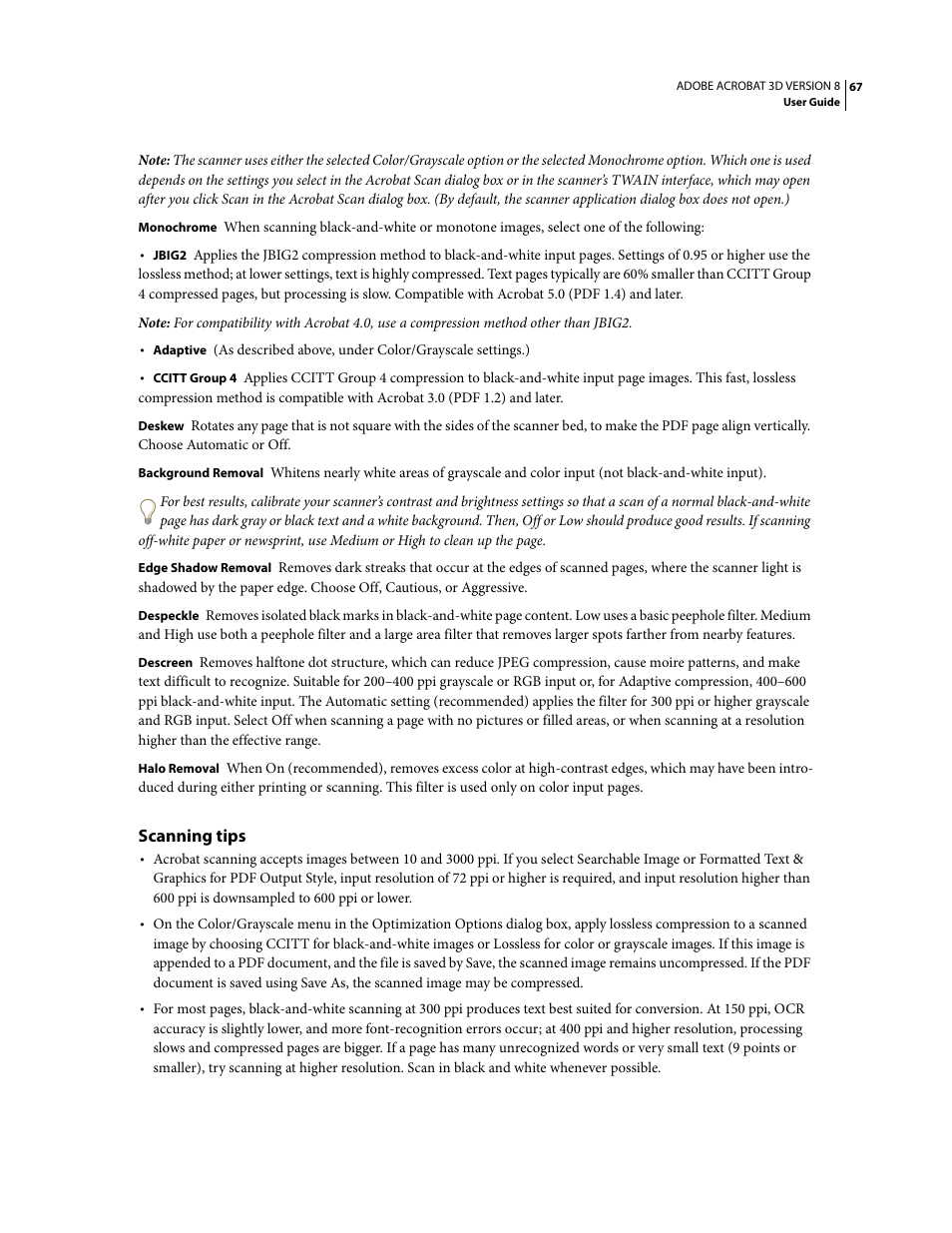 Scanning tips | Adobe Acrobat 8 3D User Manual | Page 74 / 600