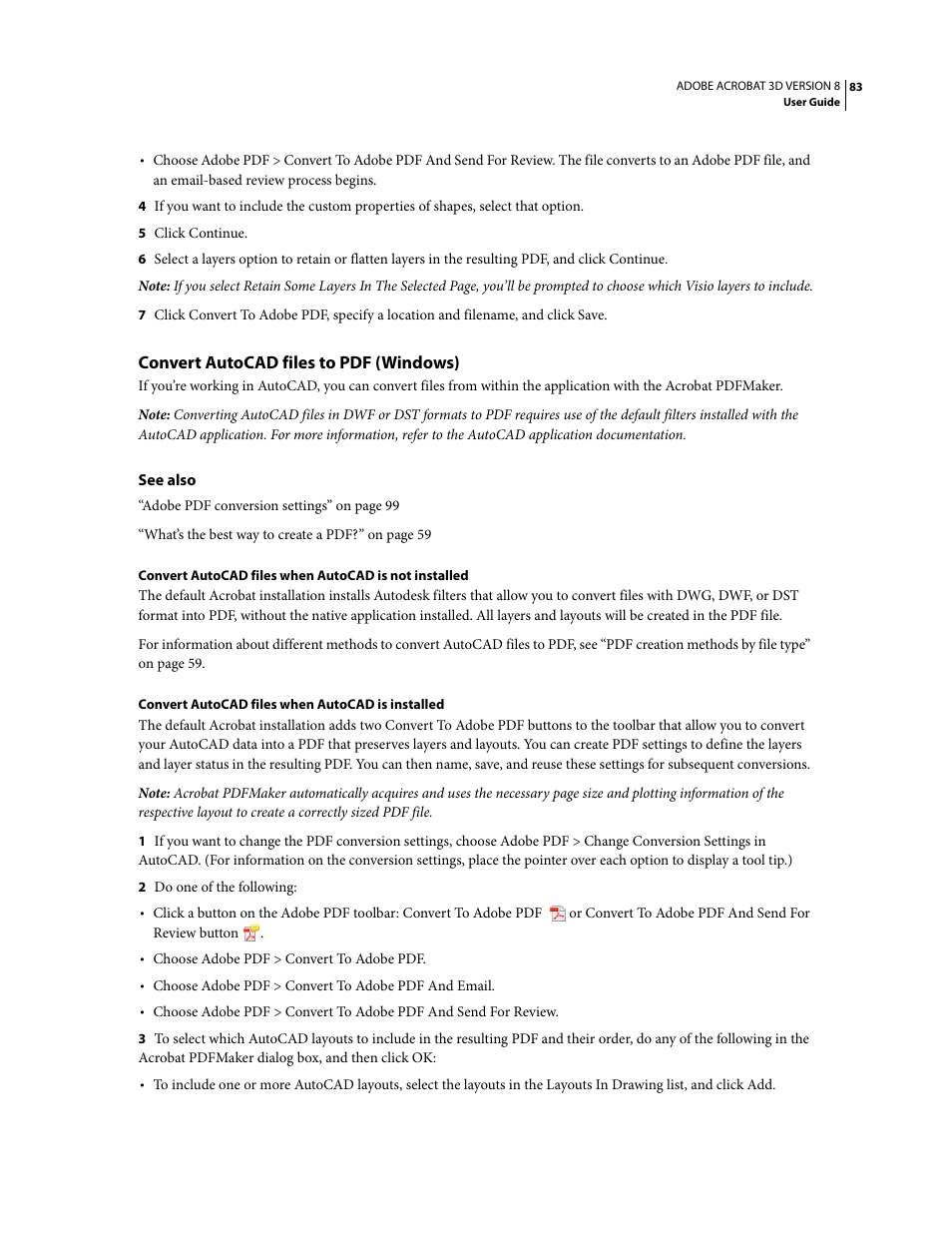 Convert autocad files to pdf (windows) | Adobe Acrobat 8 3D User Manual | Page 90 / 600