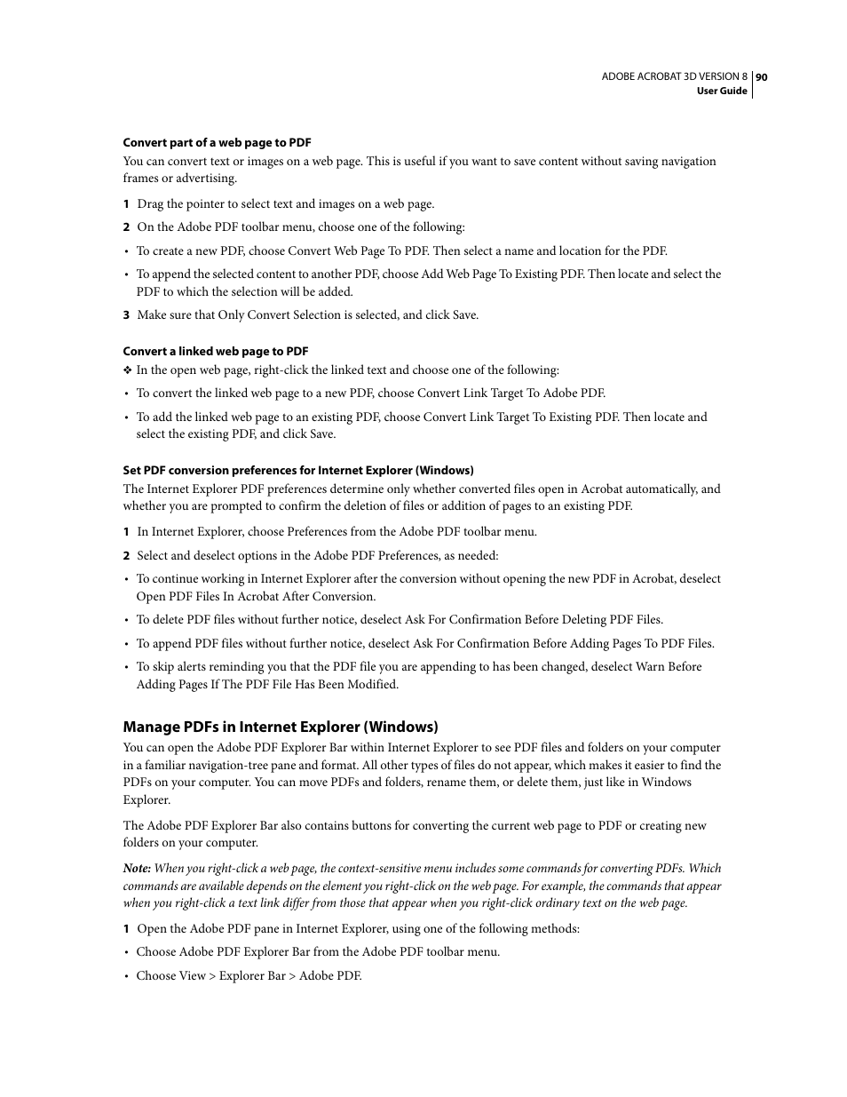Manage pdfs in internet explorer (windows) | Adobe Acrobat 8 3D User Manual | Page 97 / 600