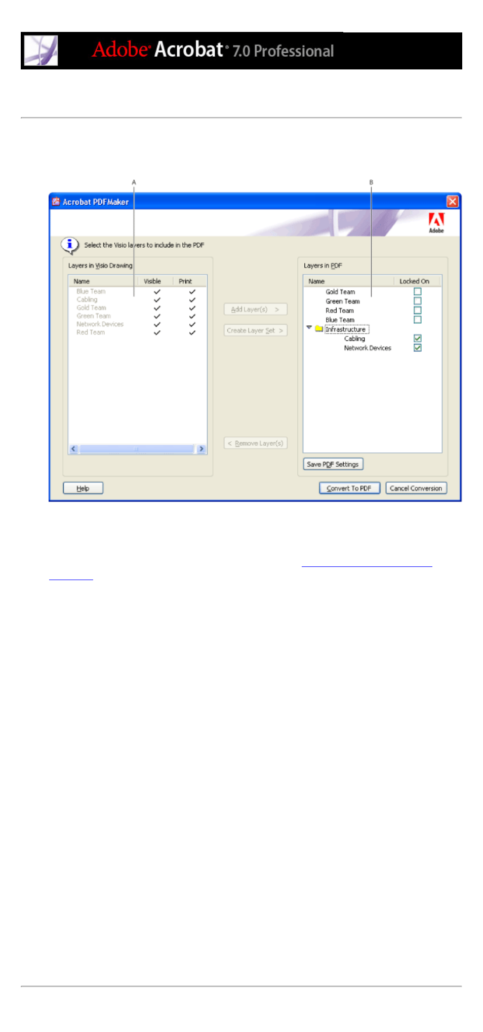 From visio files, Defining layers for pdf conversion | Adobe Acrobat 7 Professional User Manual | Page 123 / 793