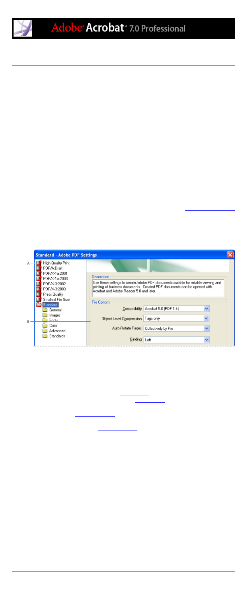 Creating custom adobe pdf settings, Setting, Pdf settings | Job options (.joboptions), General adobe pdf options, setting, Joboptions file, default location, Remove adobe pdf settings command, Creating custom adobe, Creating custom, Adobe pdf settings | Adobe Acrobat 7 Professional User Manual | Page 154 / 793