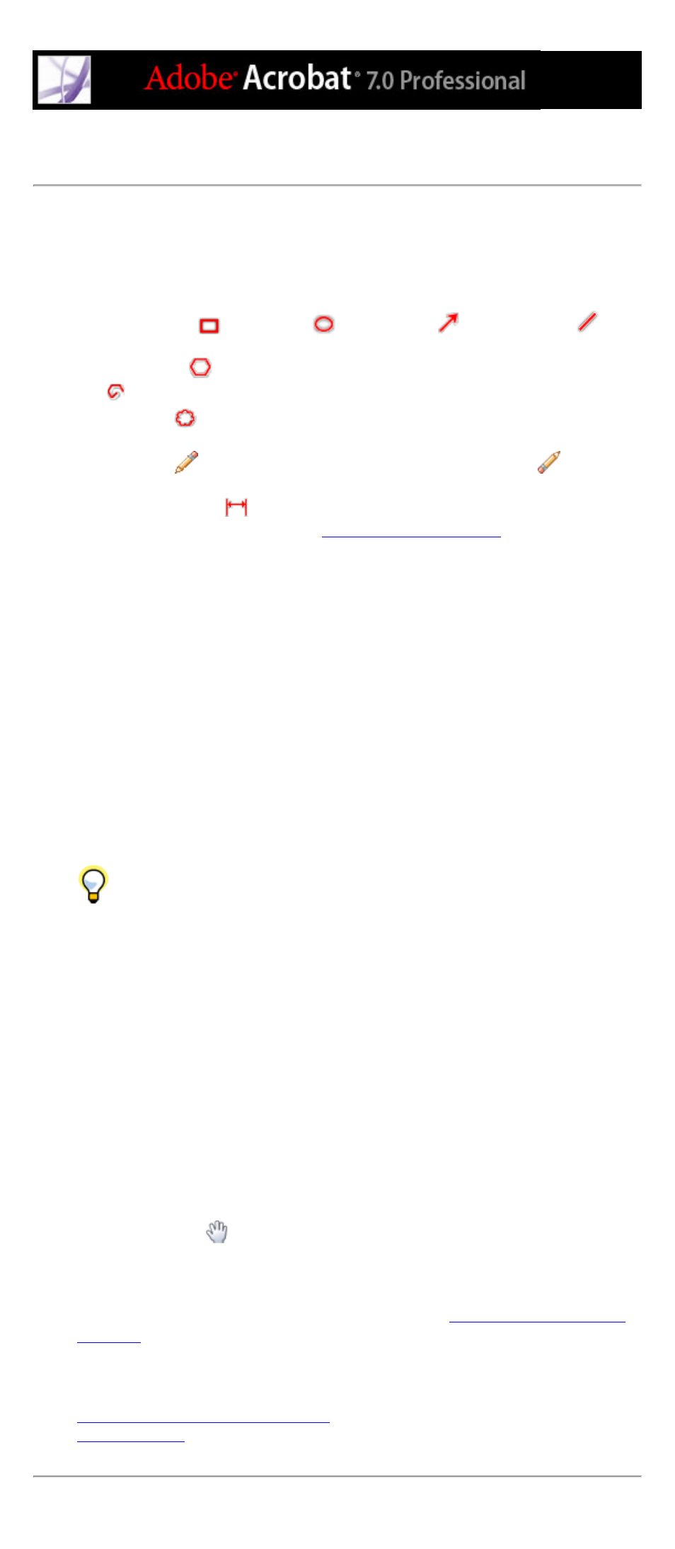 Marking up documents using drawing tools, Arrow tool, Creating | Deleting, Circle tool. see oval tool, Cloud tool, markup, Dimensioning tool, Markups, Tools described, Line tool | Adobe Acrobat 7 Professional User Manual | Page 260 / 793