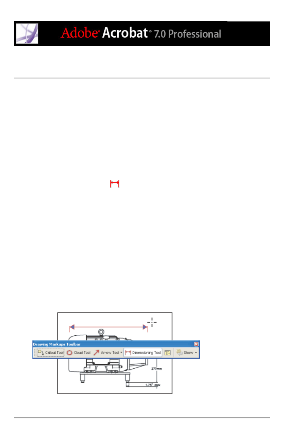 Using the dimensioning tool, Dimensioning tool | Adobe Acrobat 7 Professional User Manual | Page 266 / 793