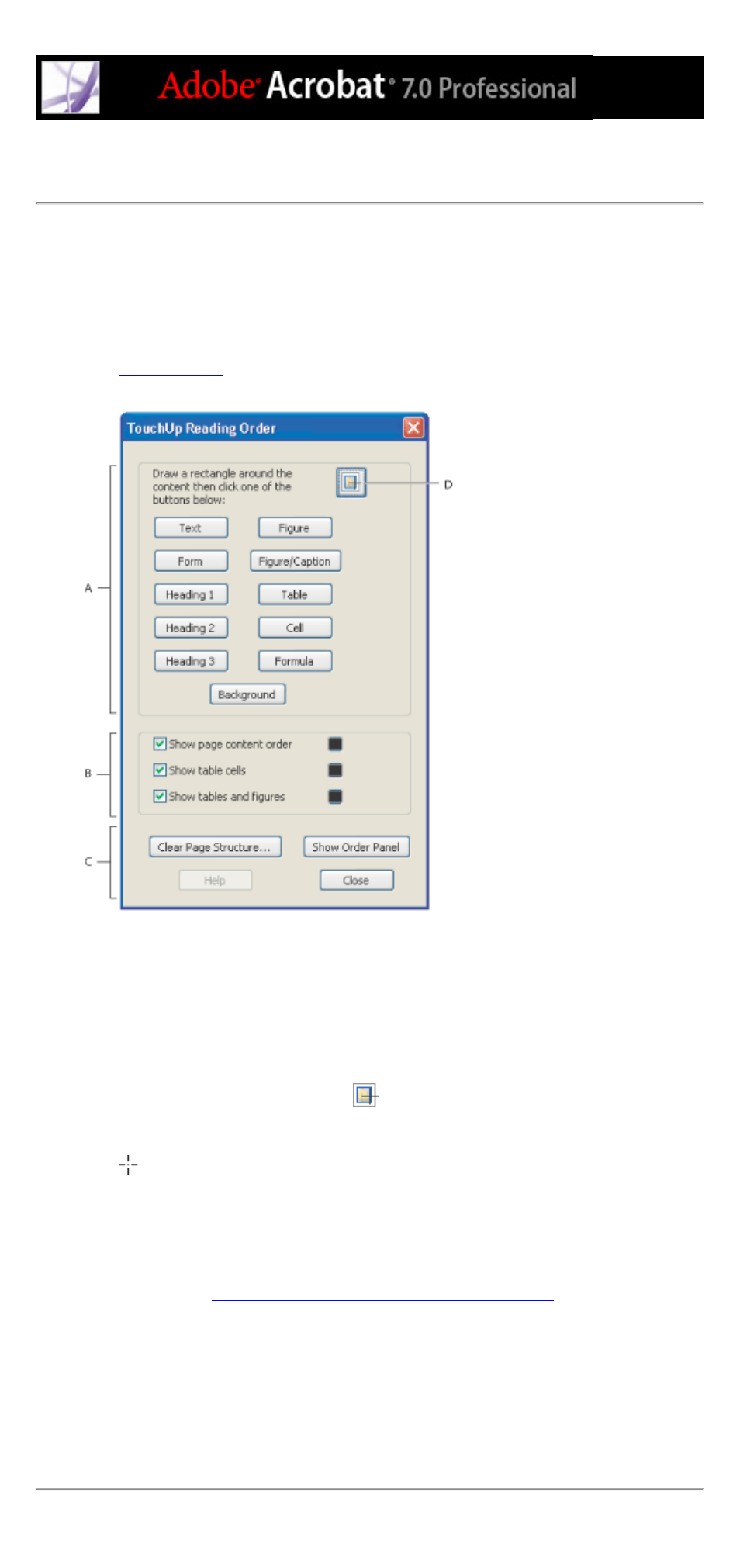 Using the touchup reading order tool, Touchup reading order tool, Viewing | Reading order and, Highlights | Adobe Acrobat 7 Professional User Manual | Page 377 / 793