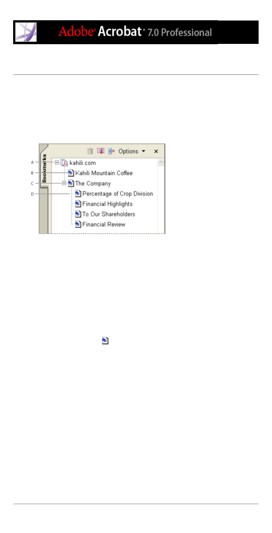 Tagged bookmarks, Editing, Deleting | Moving with tagged bookmarks, Reorganizing converted | Adobe Acrobat 7 Professional User Manual | Page 448 / 793