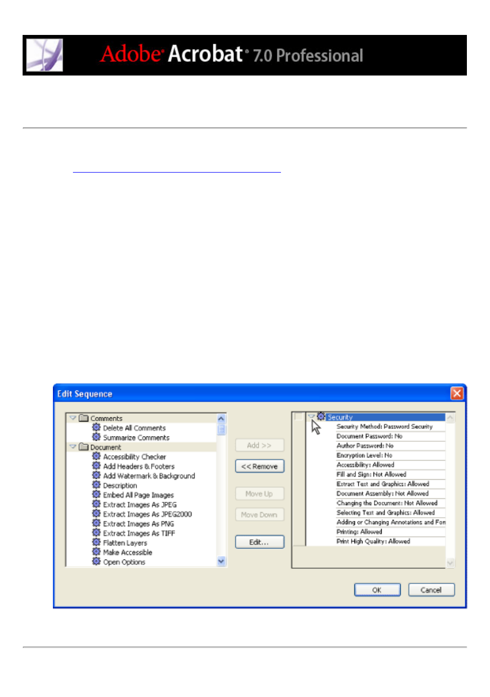 Editing the options in a command, Editing the options in a, Command | Adobe Acrobat 7 Professional User Manual | Page 520 / 793