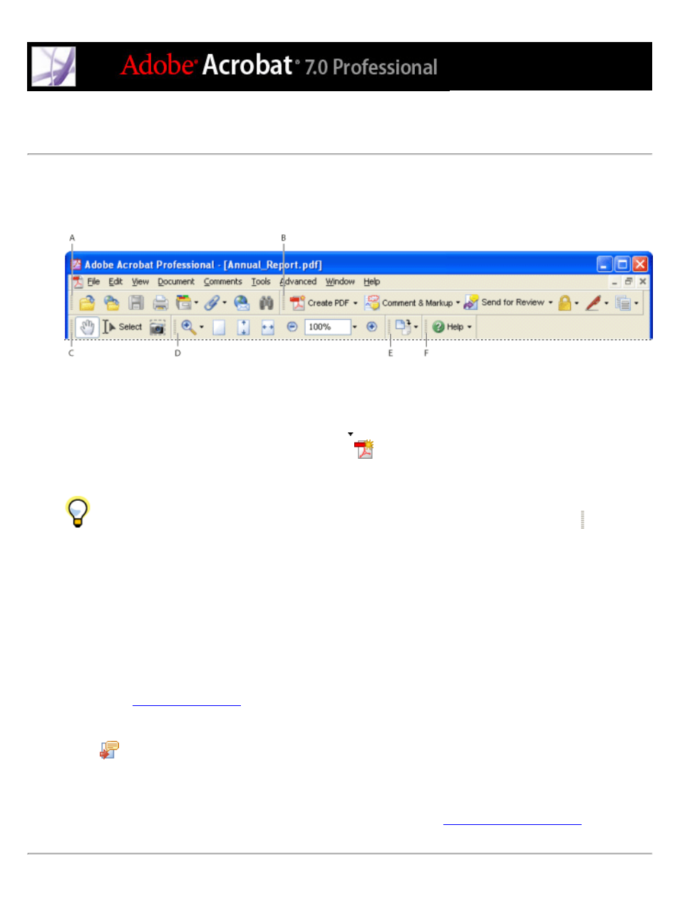 About toolbars, Toolbars, Showing and hiding | Adobe Acrobat 7 Professional User Manual | Page 55 / 793