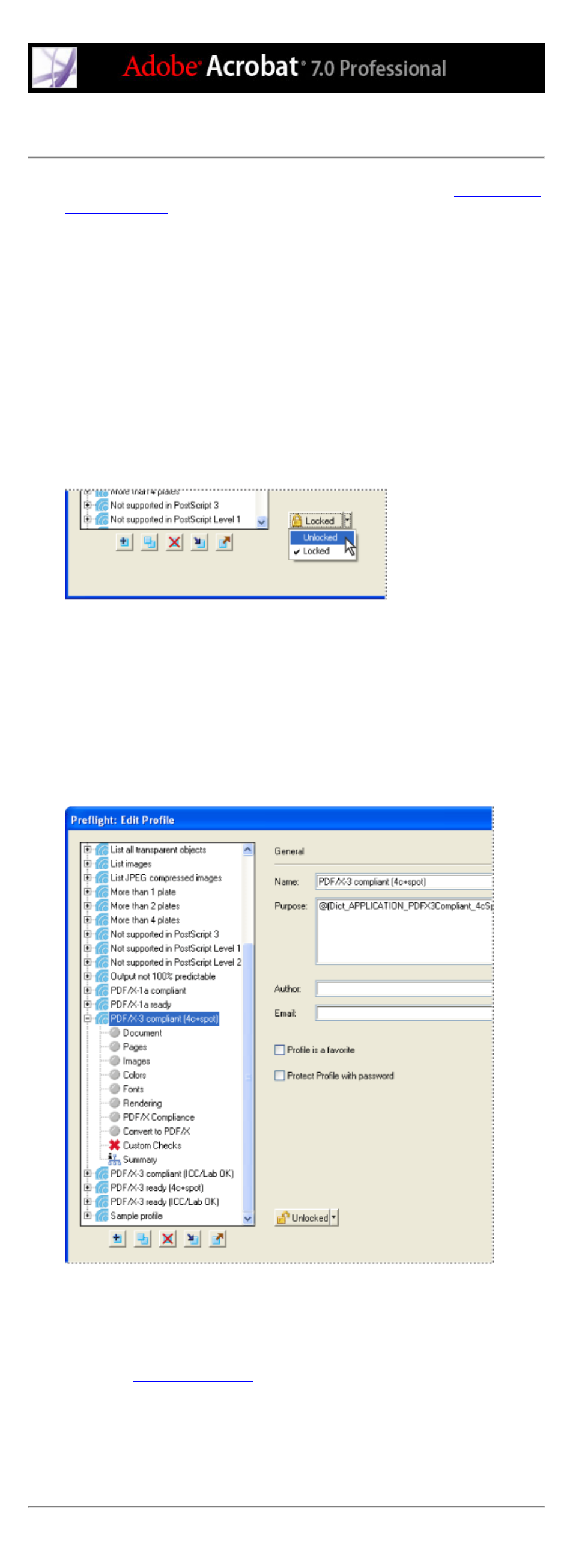 Specifying preflight profile settings | Adobe Acrobat 7 Professional User Manual | Page 621 / 793