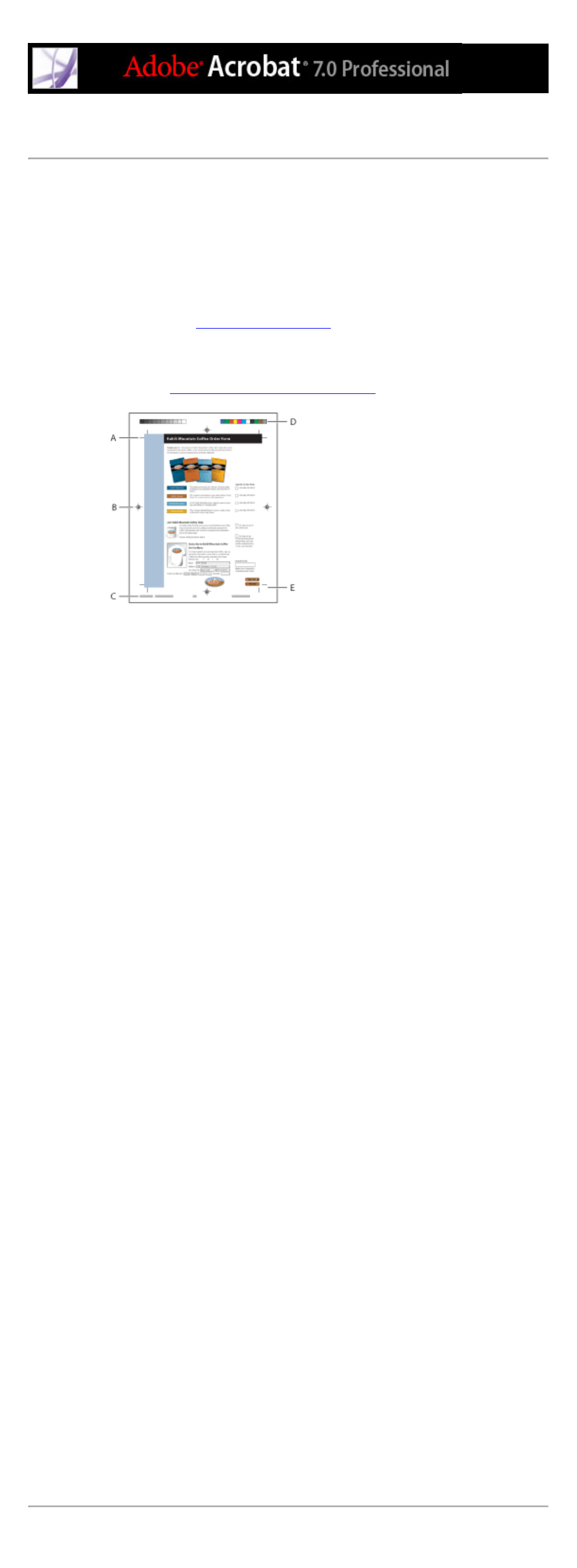 Specifying marks and bleeds, Emit printer marks options, Line weight option (marks and bleeds) | Style option (marks and bleeds), Set options for printer marks. (see | Adobe Acrobat 7 Professional User Manual | Page 649 / 793