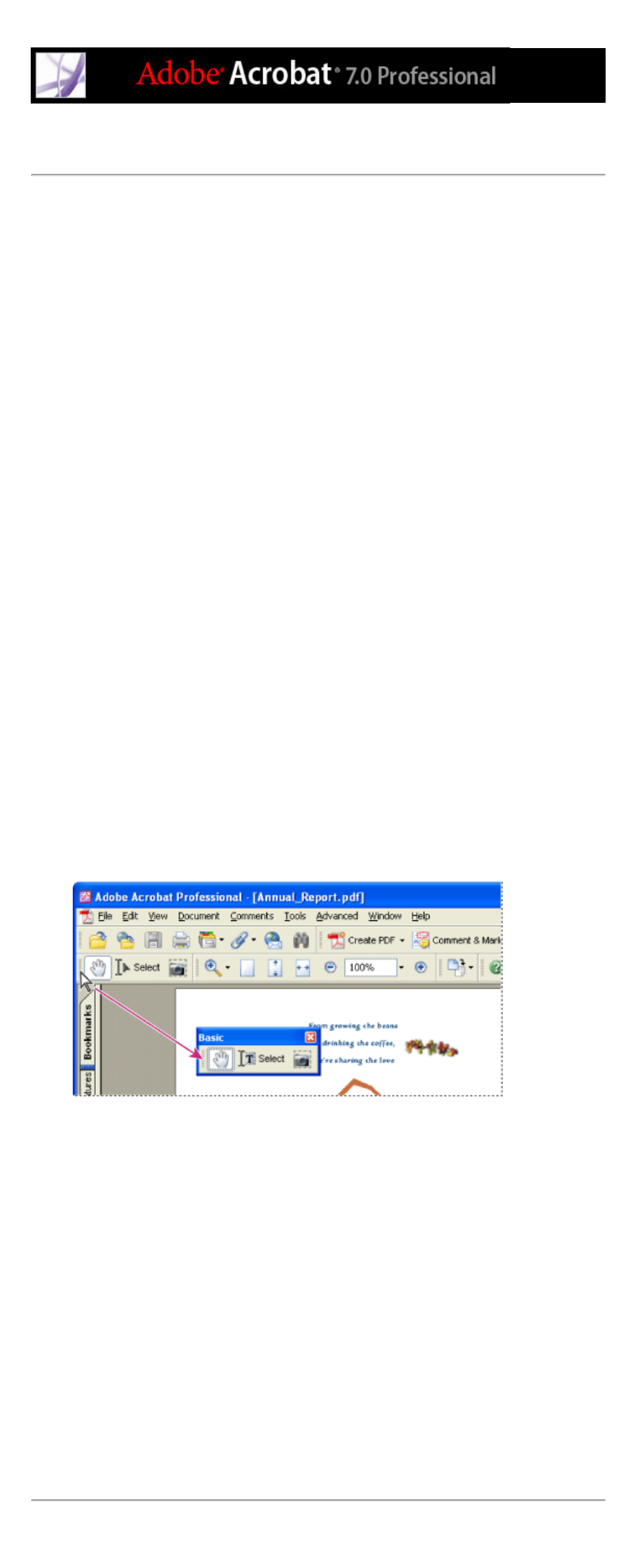 Customizing the work area, Labels, Showing and hiding | Docking toolbars, Floating panels, Menus, Toolbars, Menu bar, showing and hiding, Docking, Locking and unlocking | Adobe Acrobat 7 Professional User Manual | Page 82 / 793