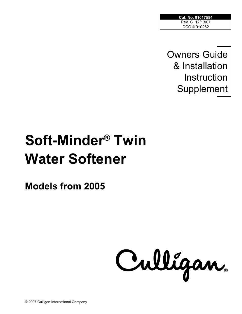 Culligan Soft-Minder 2005 User Manual | 33 pages