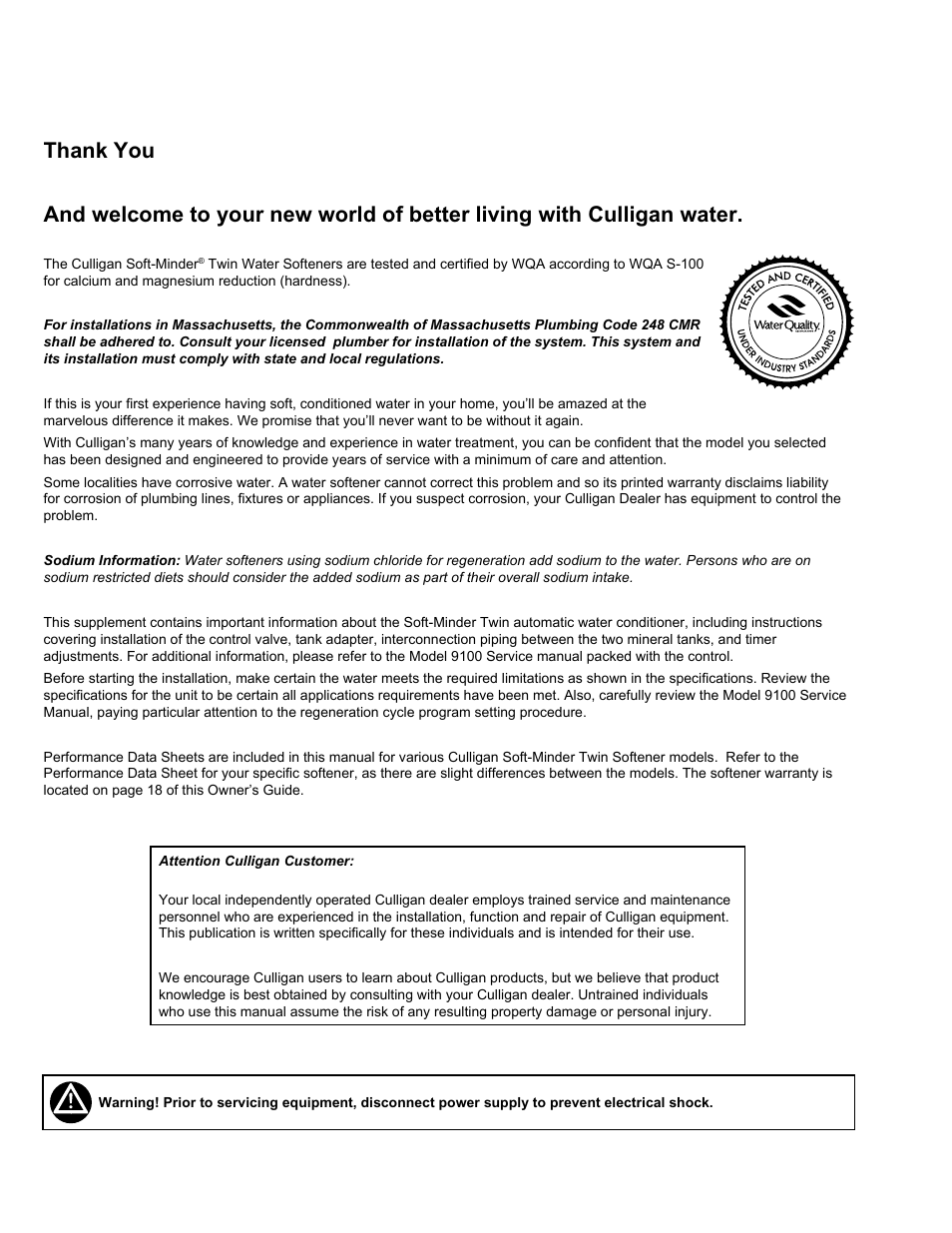 Culligan Soft-Minder 2005 User Manual | Page 2 / 33