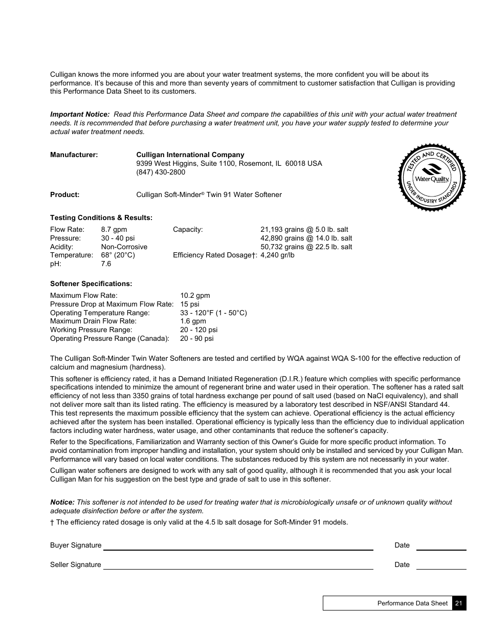 Culligan Soft-Minder 2005 User Manual | Page 21 / 33