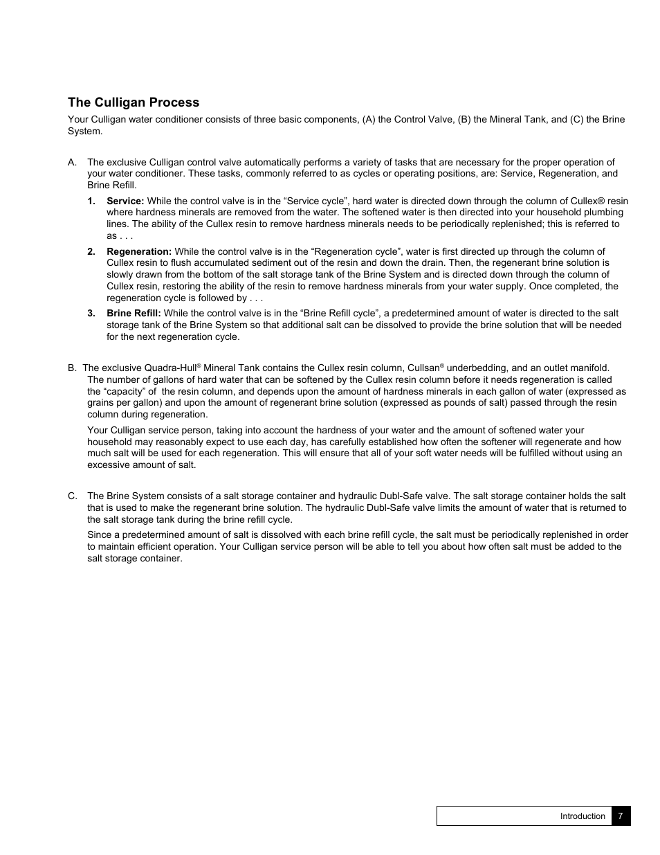 The culligan process | Culligan Soft-Minder 2005 User Manual | Page 7 / 33