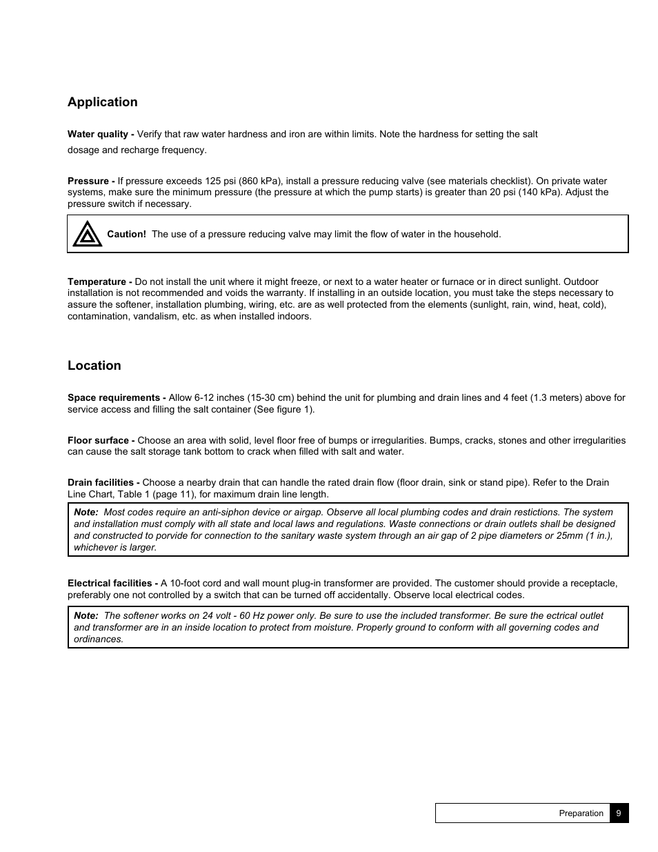 Application, Location | Culligan Soft-Minder 2005 User Manual | Page 9 / 33