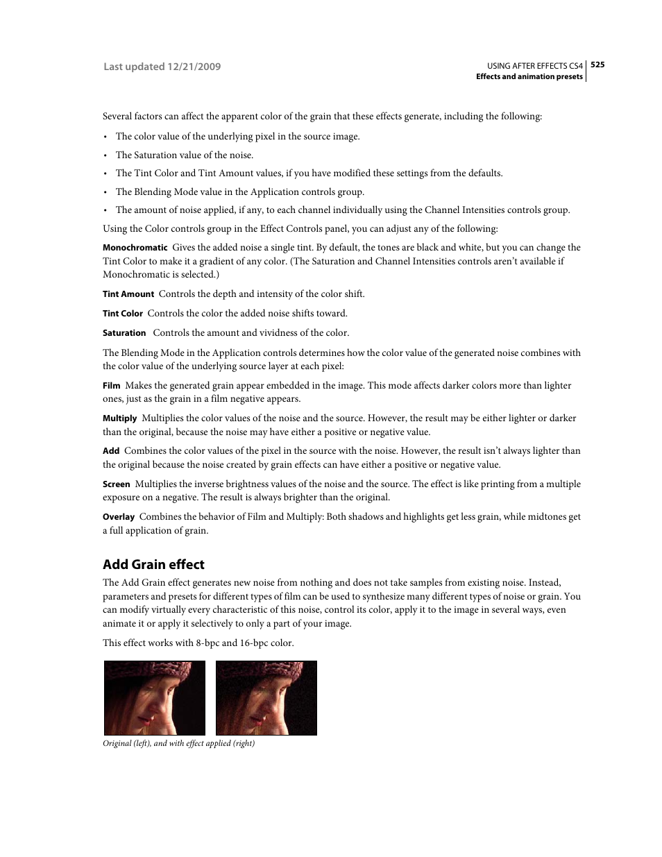 Add grain effect | Adobe After Effects CS4 User Manual | Page 531 / 778