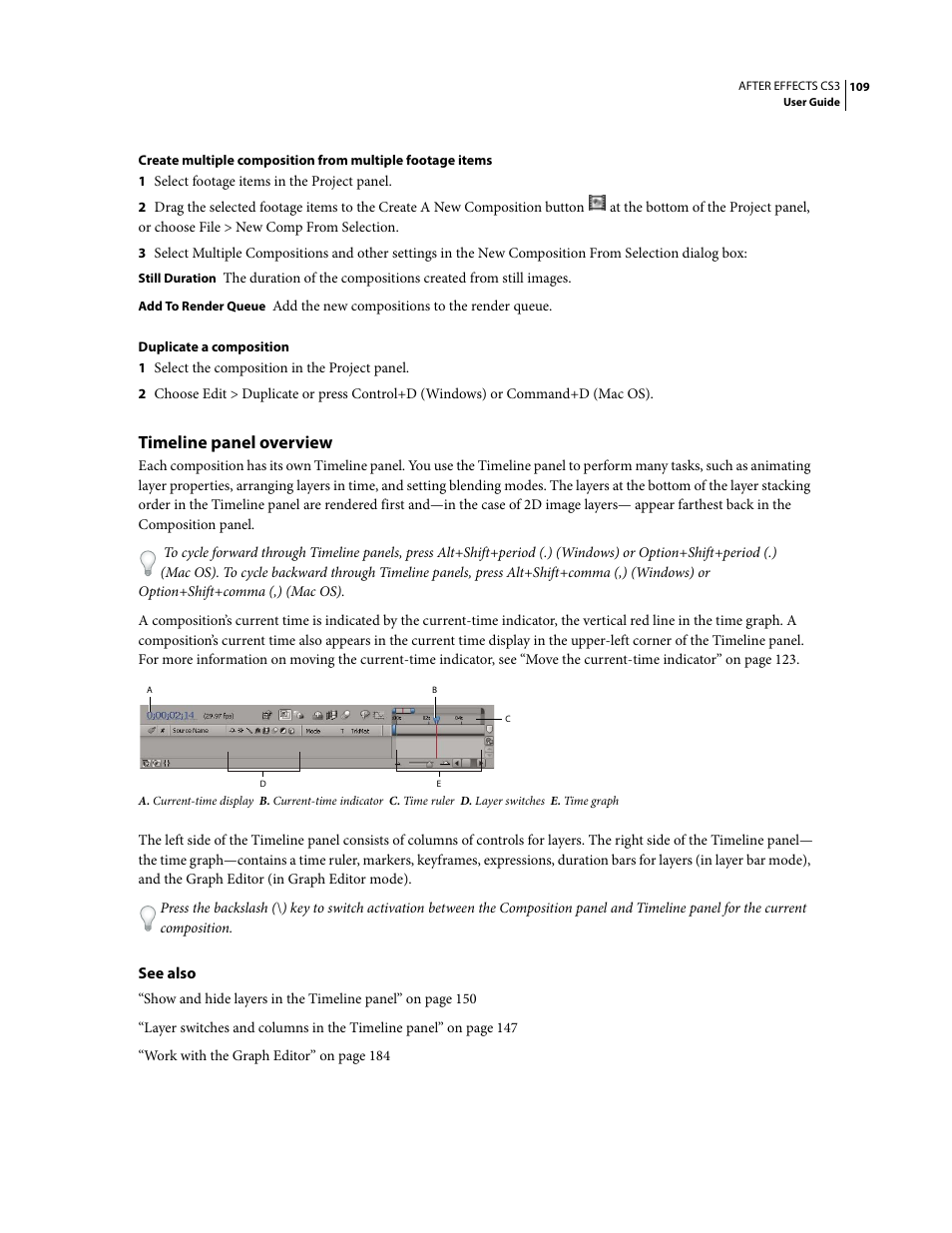 Timeline panel overview | Adobe After Effects CS3 User Manual | Page 114 / 677