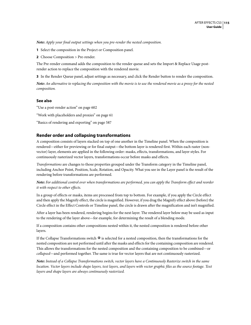 Render order and collapsing transformations | Adobe After Effects CS3 User Manual | Page 120 / 677