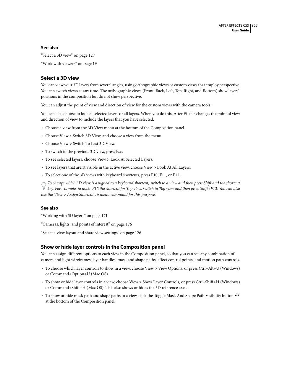 Select a 3d view | Adobe After Effects CS3 User Manual | Page 132 / 677