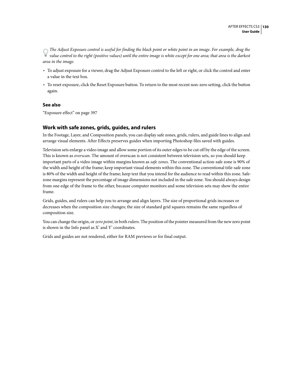 Work with safe zones, grids, guides, and rulers | Adobe After Effects CS3 User Manual | Page 135 / 677