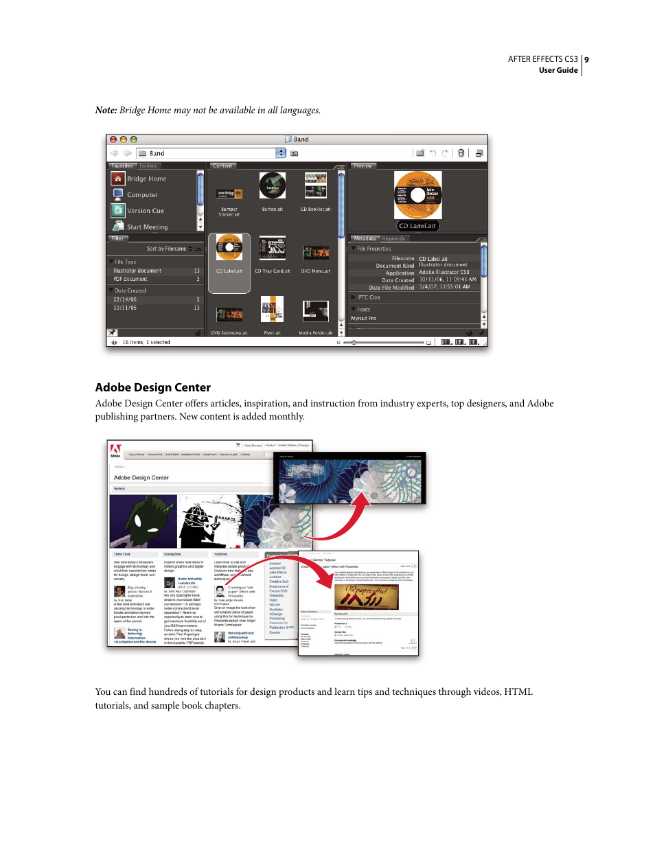 Adobe design center | Adobe After Effects CS3 User Manual | Page 14 / 677