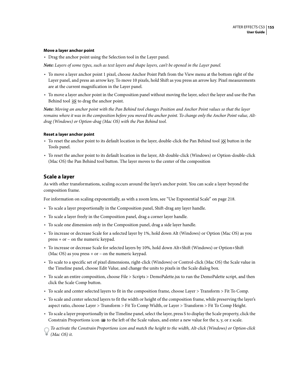 Scale a layer | Adobe After Effects CS3 User Manual | Page 160 / 677