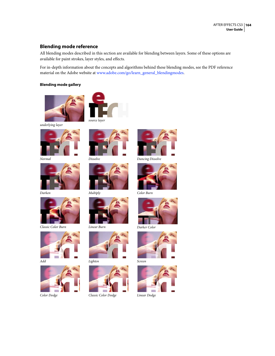 Blending mode reference | Adobe After Effects CS3 User Manual | Page 169 / 677