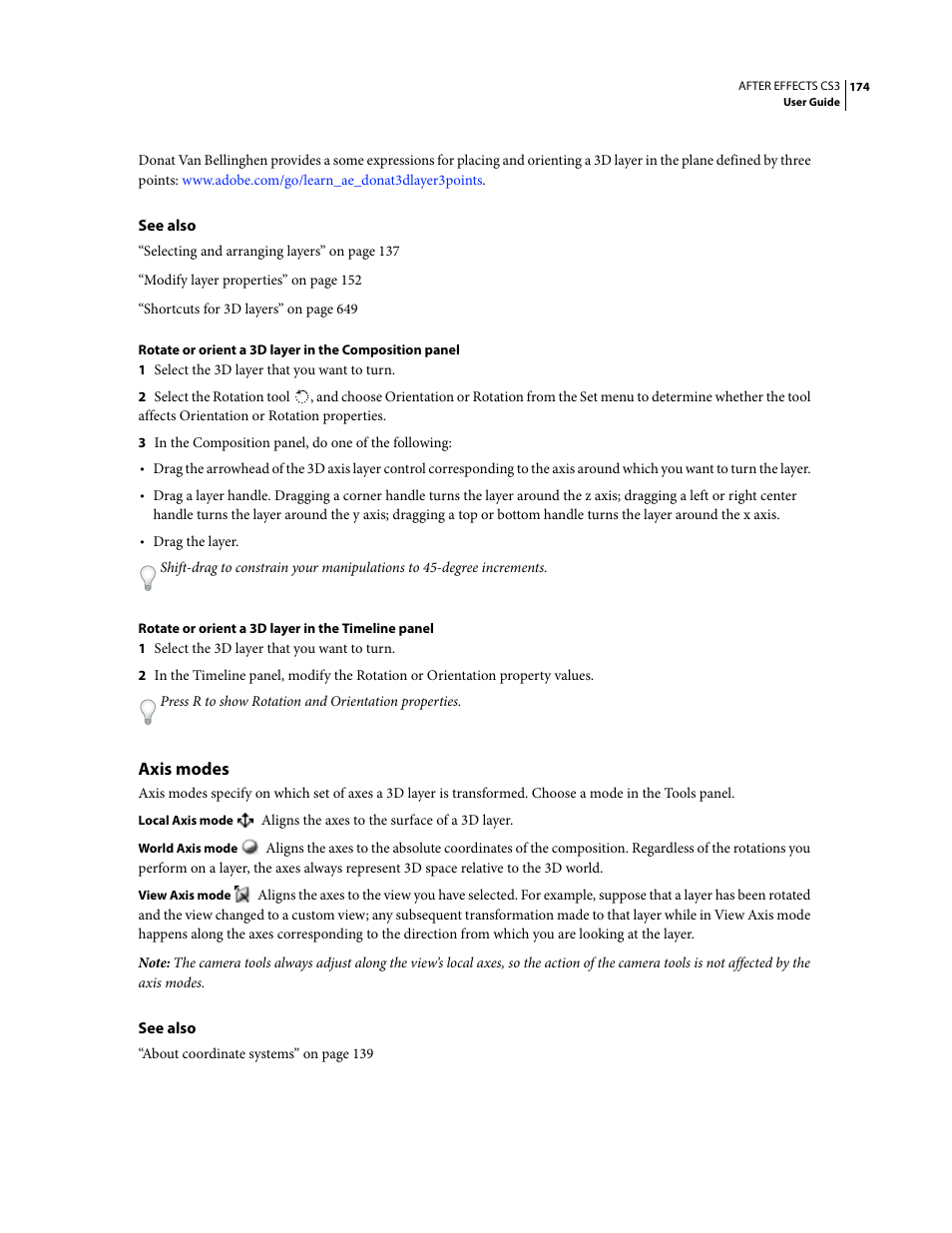 Axis modes | Adobe After Effects CS3 User Manual | Page 179 / 677