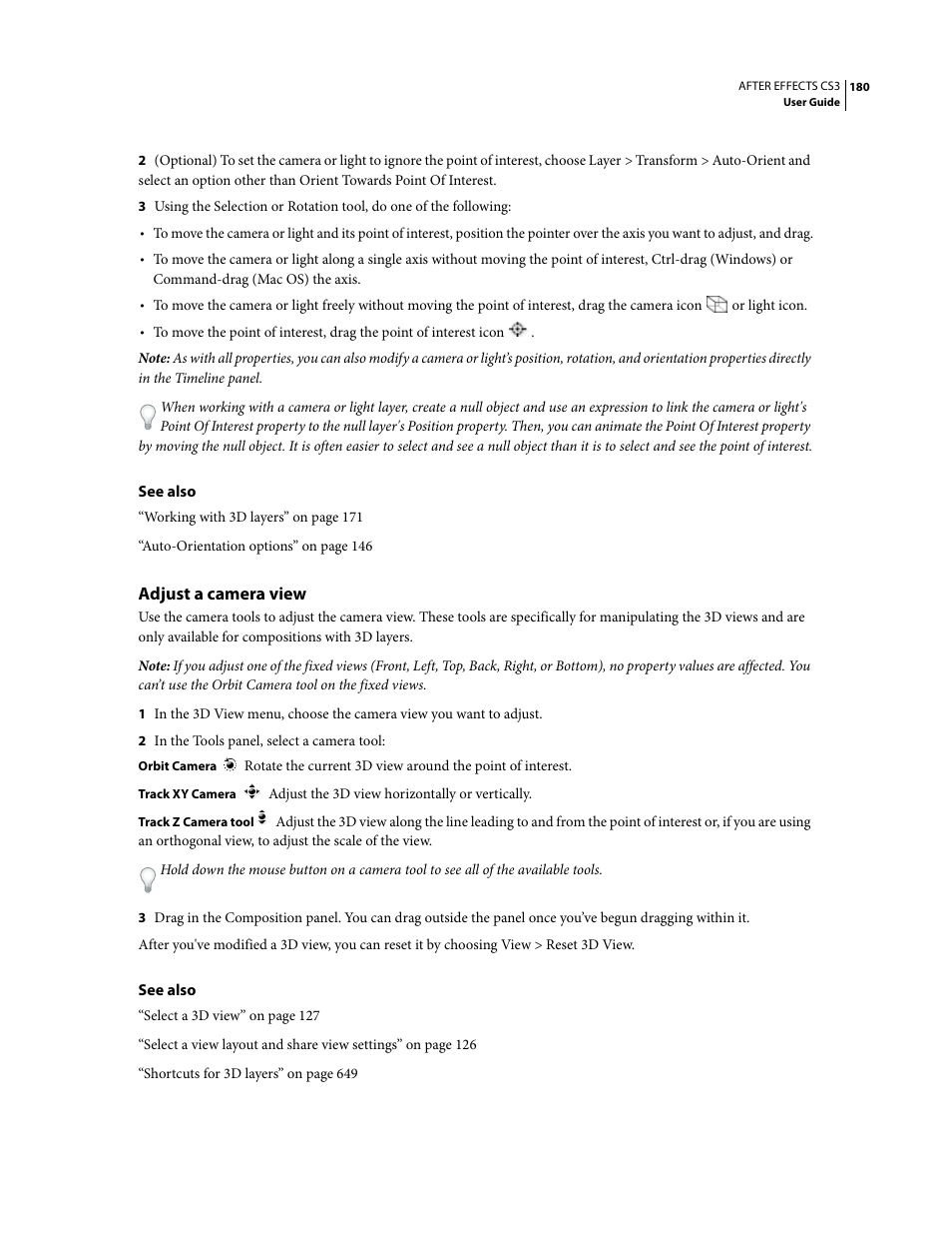 Adjust a camera view | Adobe After Effects CS3 User Manual | Page 185 / 677