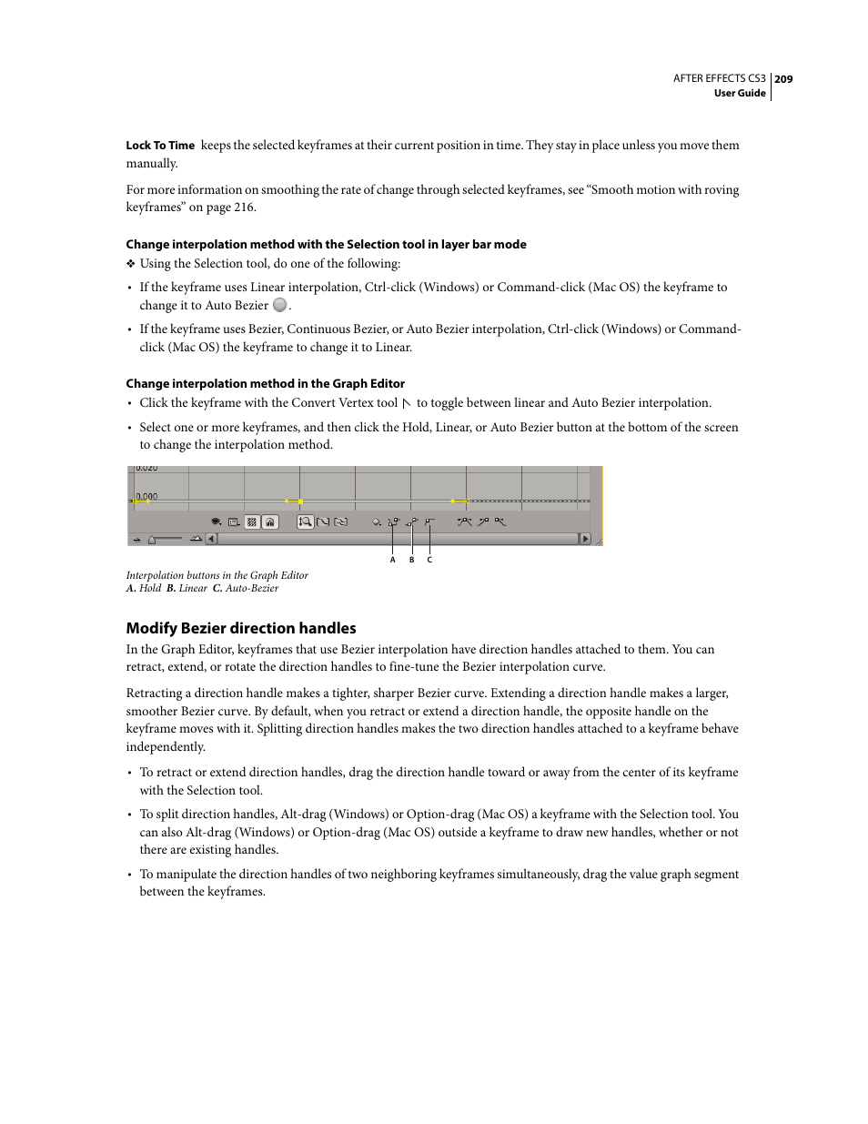 Modify bezier direction handles | Adobe After Effects CS3 User Manual | Page 214 / 677