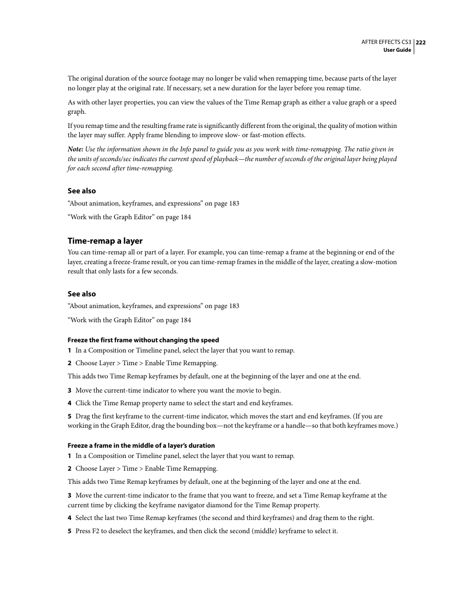Time-remap a layer | Adobe After Effects CS3 User Manual | Page 227 / 677