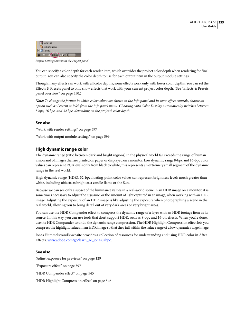 High dynamic range color | Adobe After Effects CS3 User Manual | Page 240 / 677