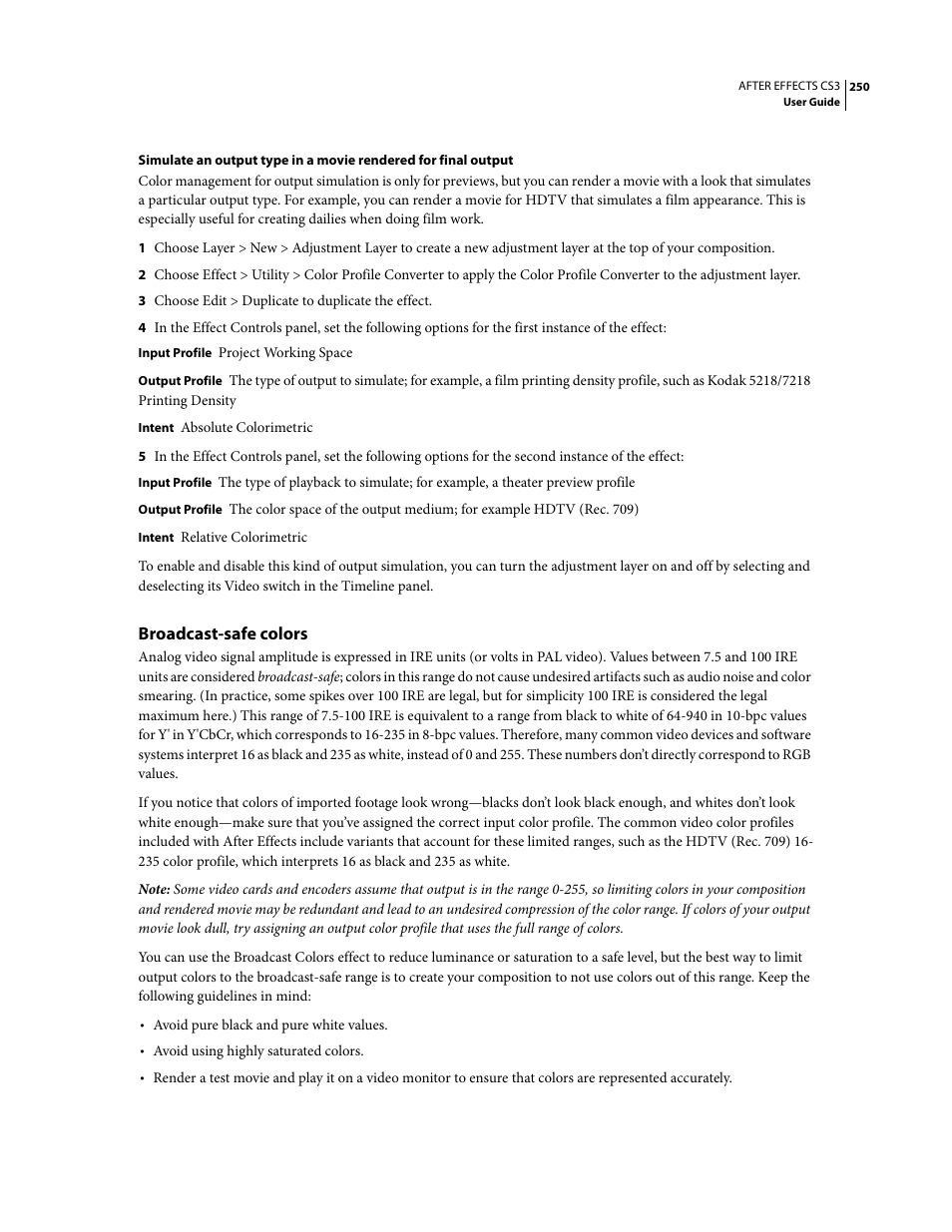 Broadcast-safe colors | Adobe After Effects CS3 User Manual | Page 255 / 677
