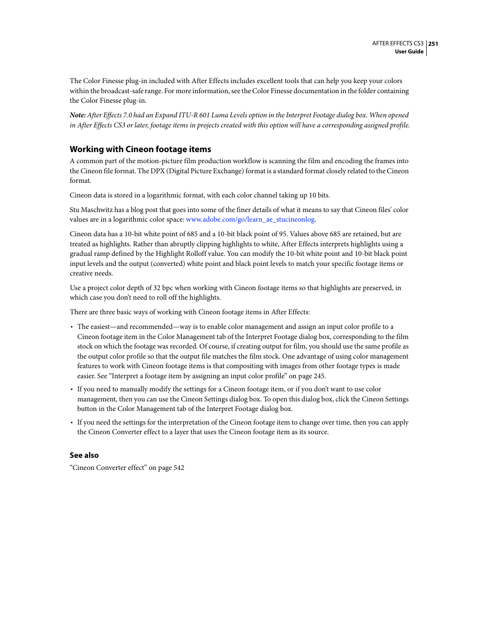 Working with cineon footage items | Adobe After Effects CS3 User Manual | Page 256 / 677