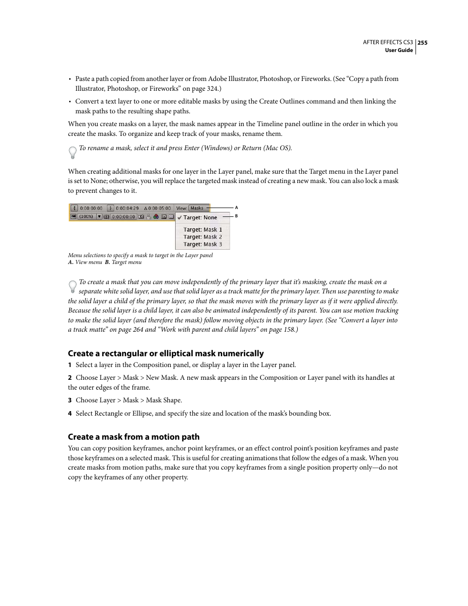 Create a mask from a motion path | Adobe After Effects CS3 User Manual | Page 260 / 677