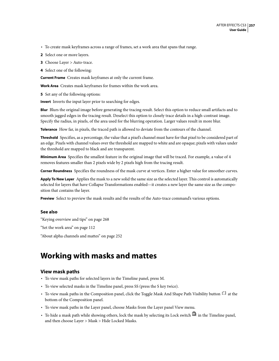 Working with masks and mattes, View mask paths | Adobe After Effects CS3 User Manual | Page 262 / 677