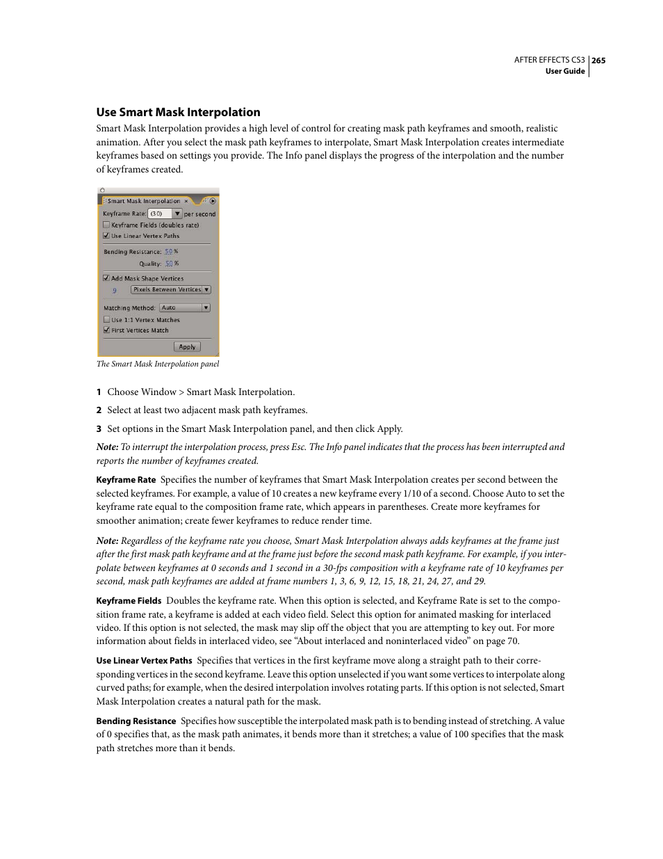 Use smart mask interpolation | Adobe After Effects CS3 User Manual | Page 270 / 677