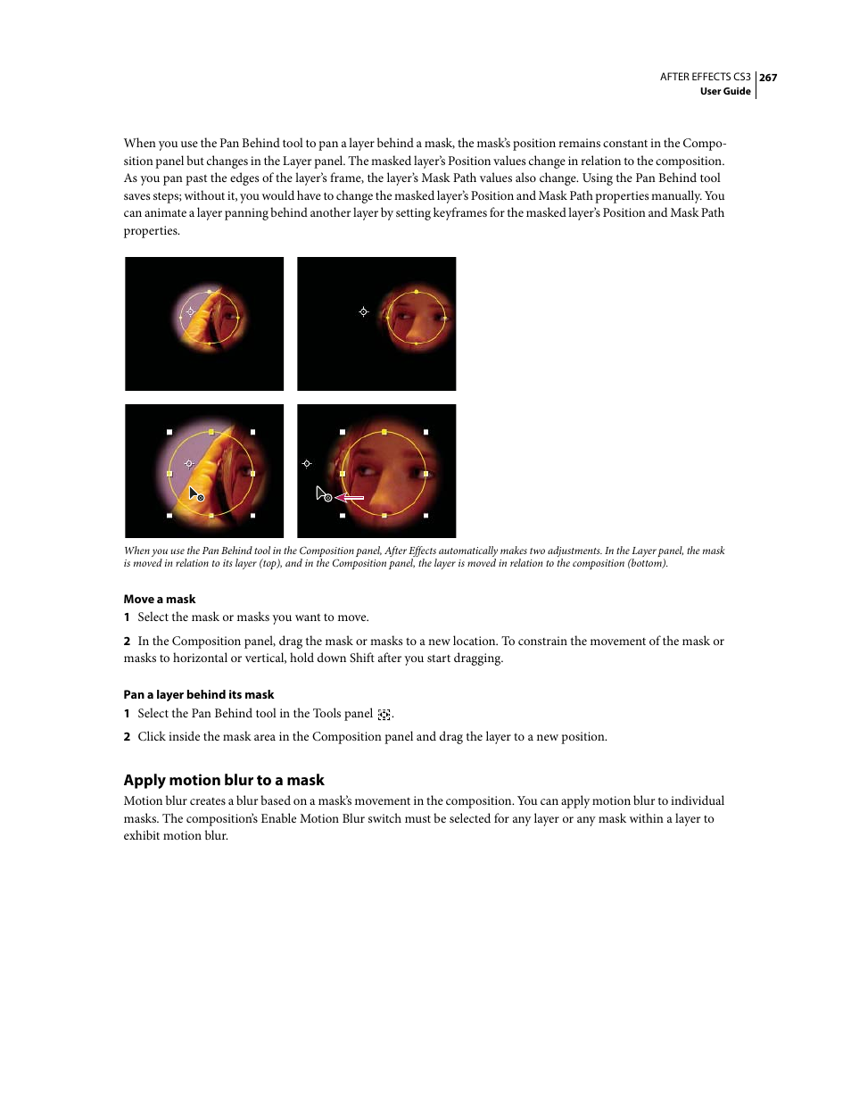 Apply motion blur to a mask | Adobe After Effects CS3 User Manual | Page 272 / 677