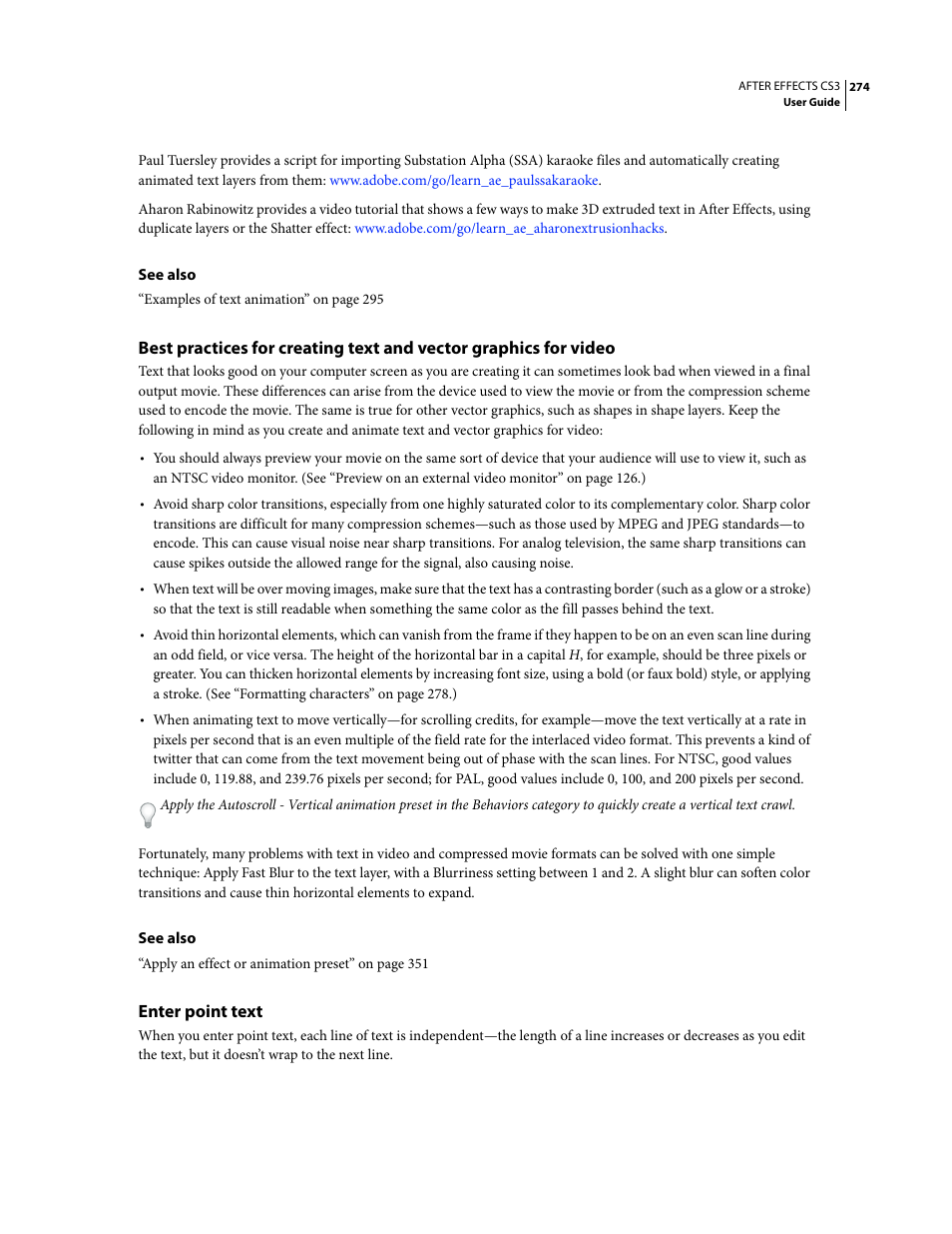 Enter point text | Adobe After Effects CS3 User Manual | Page 279 / 677