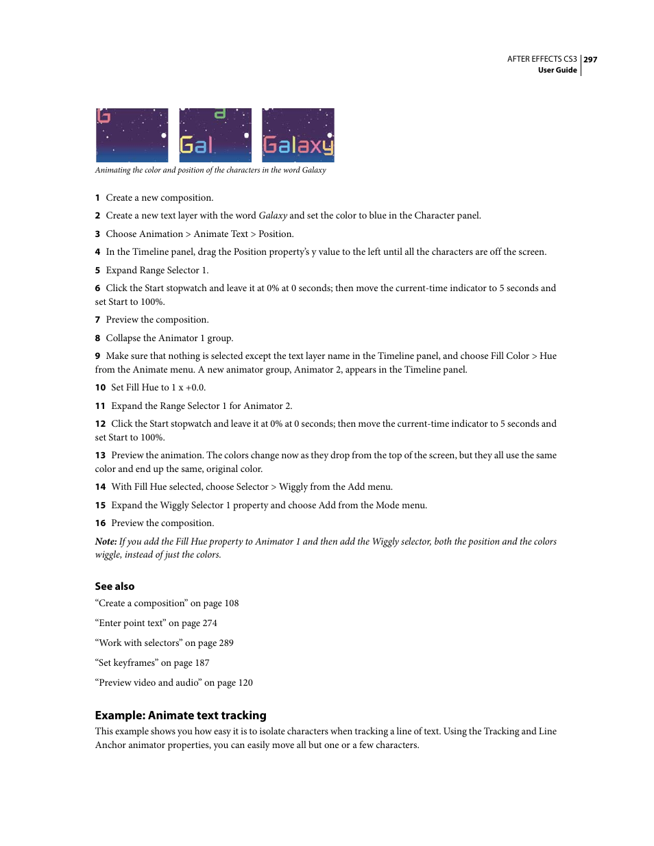 Example: animate text tracking | Adobe After Effects CS3 User Manual | Page 302 / 677