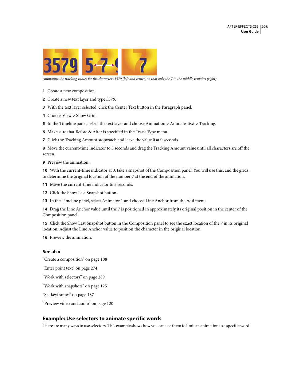 Example: use selectors to animate specific words | Adobe After Effects CS3 User Manual | Page 303 / 677