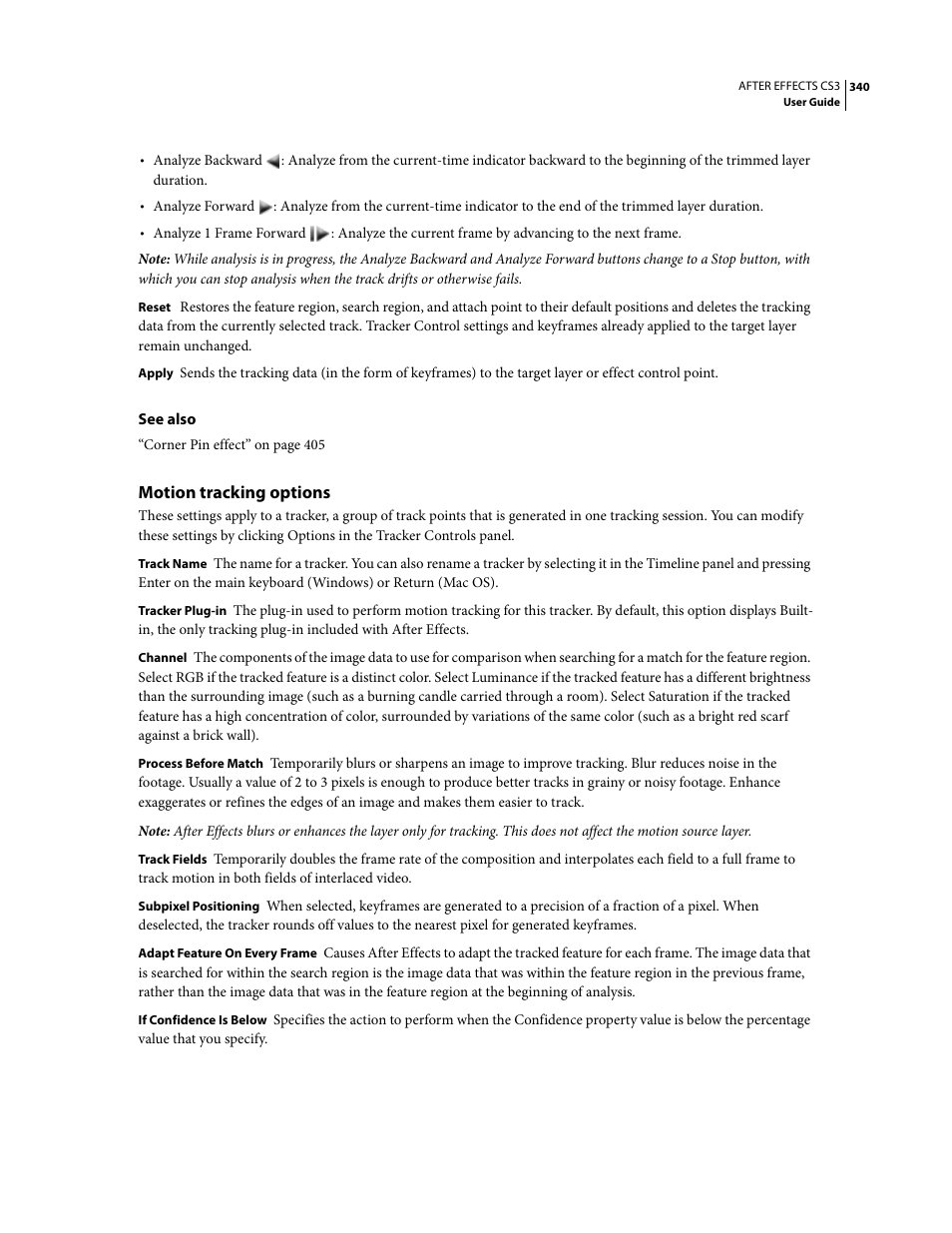 Motion tracking options | Adobe After Effects CS3 User Manual | Page 345 / 677